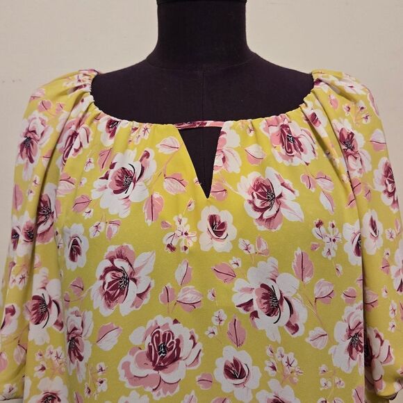 Cato Chic Floral Yellow Blouse - Picture 5 of 8